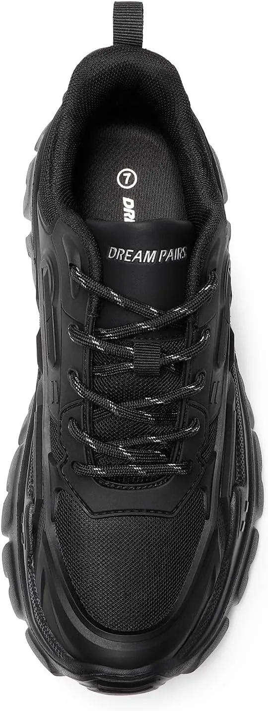 DREAM PAIRS Women Chunky Fashion Sneakers Platform Bold Lace-Up Comfortable Sneakers.
