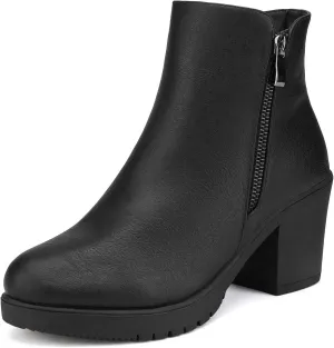 DREAM PAIRS Women's Ankle Boots Chunky Heel Platform Fall Heeled Short Booties Shoes