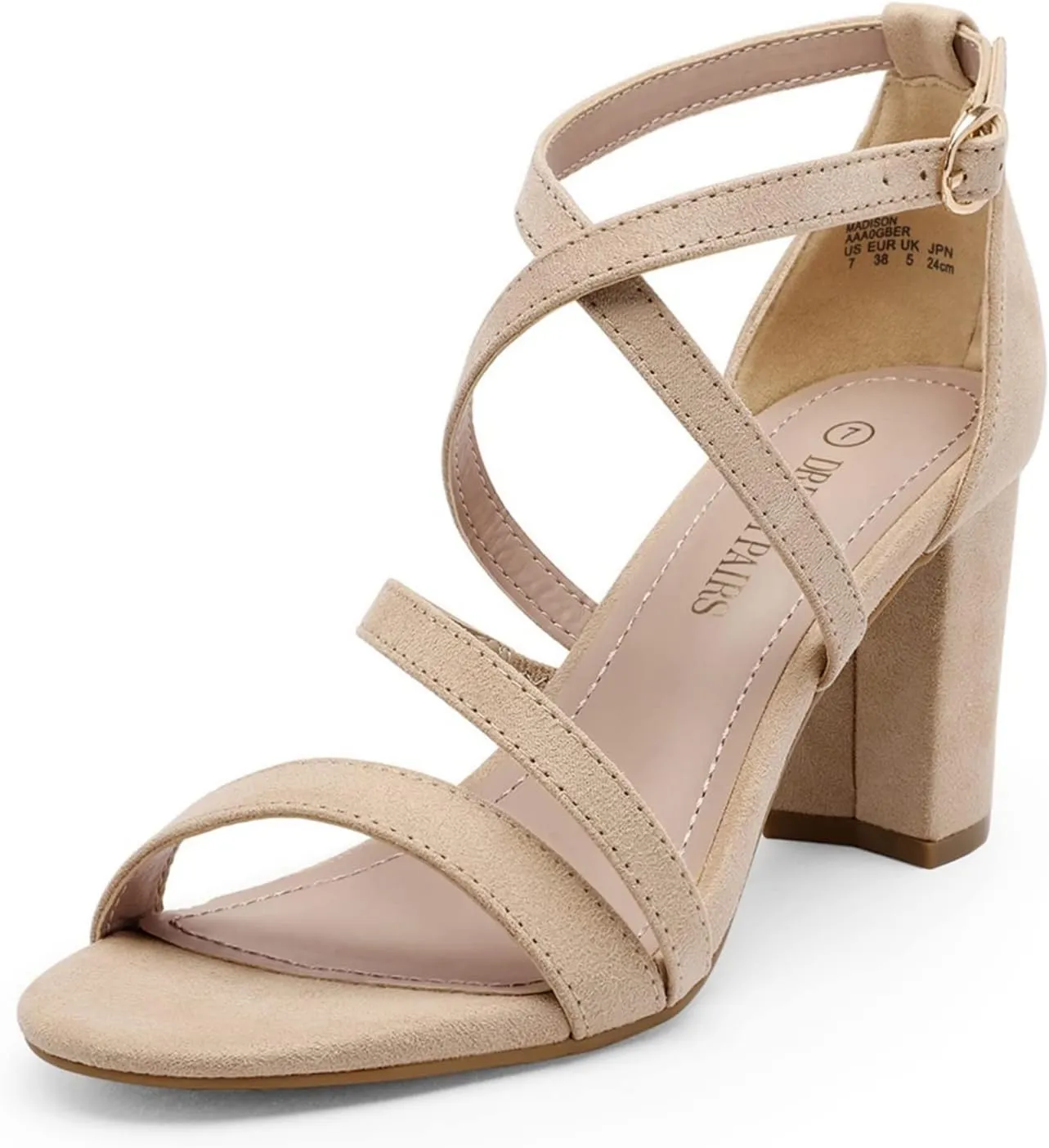 DREAM PAIRS Women’s Ankle Strap Dress Pump Low Chunky Heel Sandals