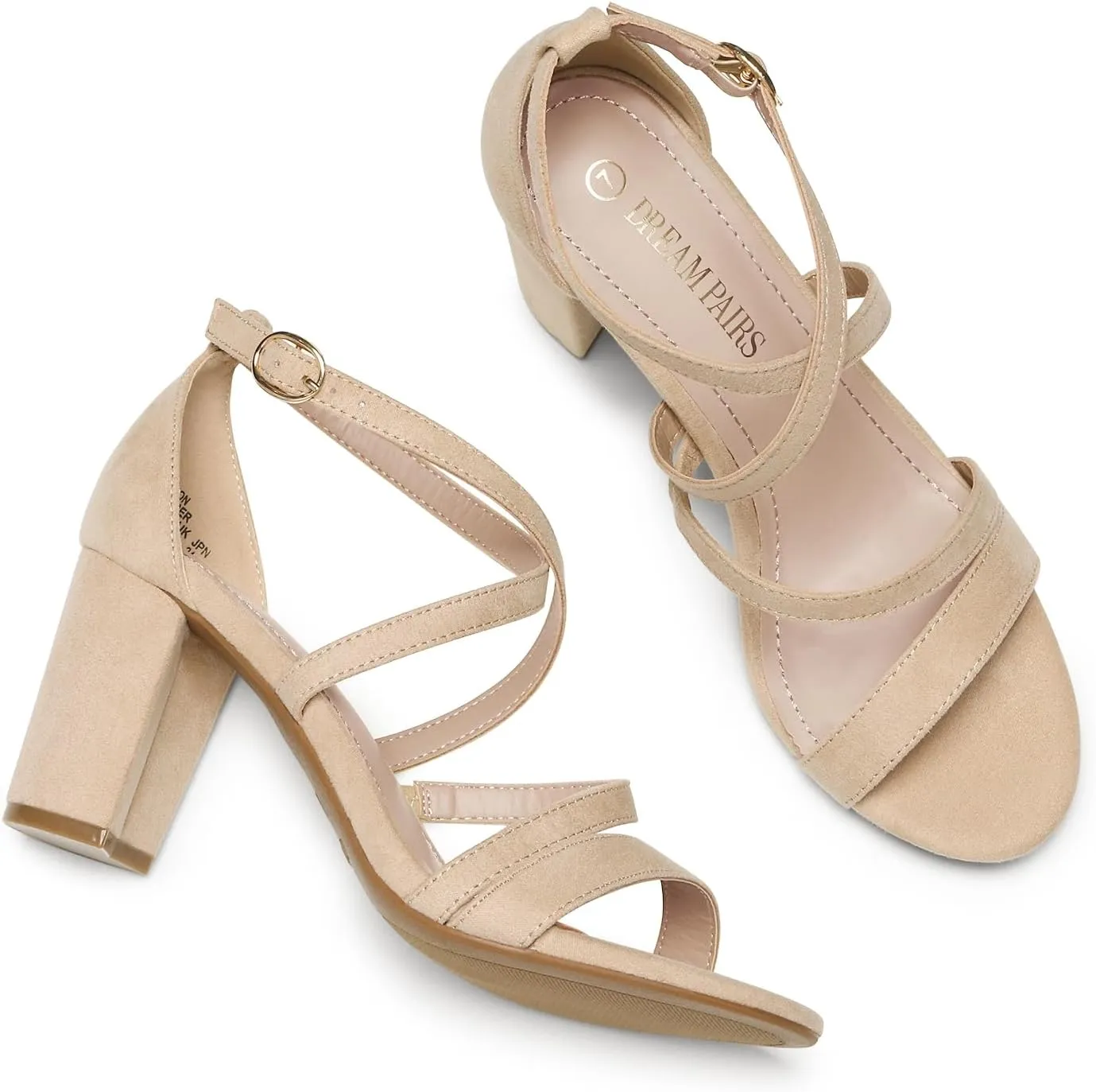 DREAM PAIRS Women’s Ankle Strap Dress Pump Low Chunky Heel Sandals