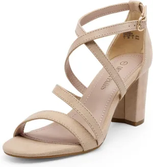 DREAM PAIRS Women’s Ankle Strap Dress Pump Low Chunky Heel Sandals
