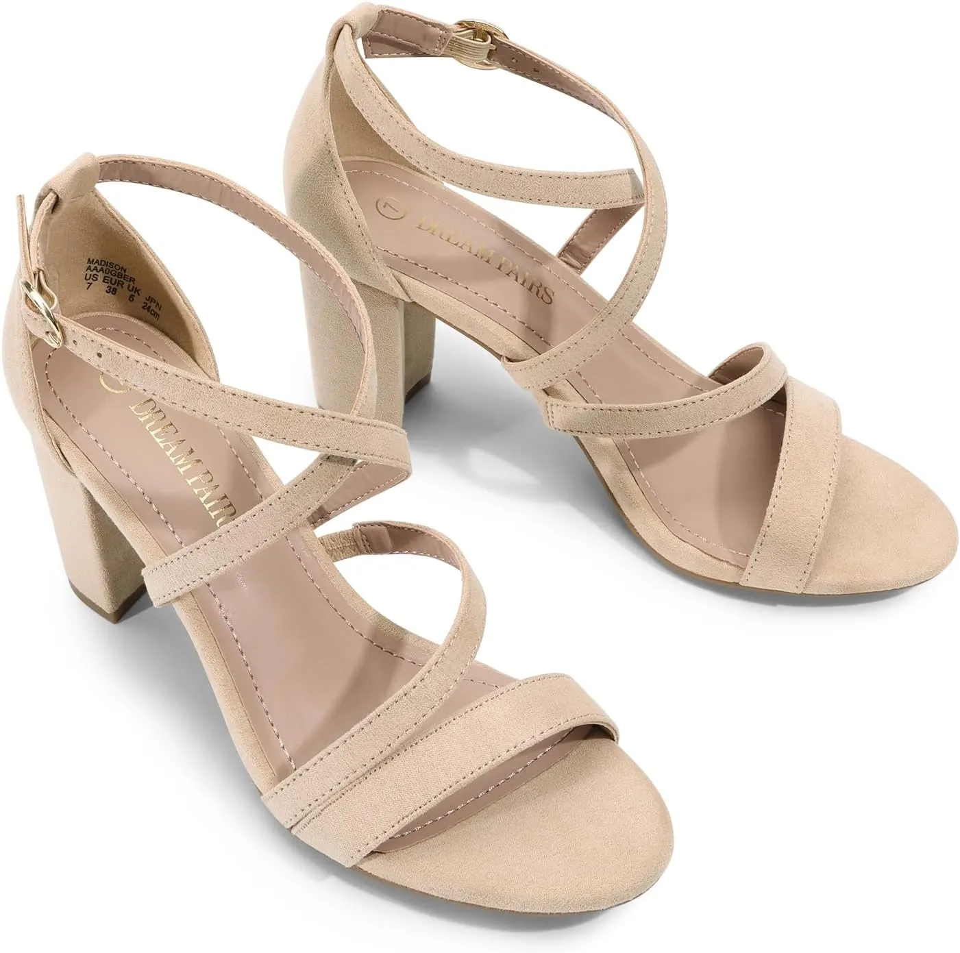 DREAM PAIRS Women’s Ankle Strap Dress Pump Low Chunky Heel Sandals