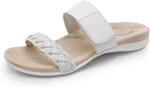 DREAM PAIRS Women's Arch Support Slides Flat Sandals Soft Cushion Slippers With Adjustable Straps