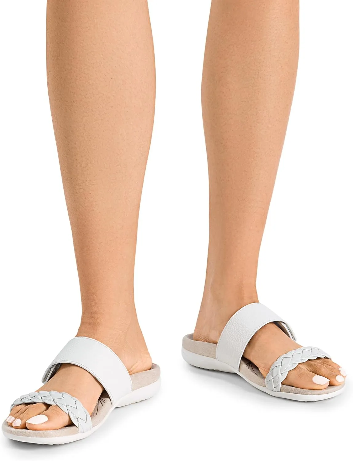 DREAM PAIRS Women's Arch Support Slides Flat Sandals Soft Cushion Slippers With Adjustable Straps