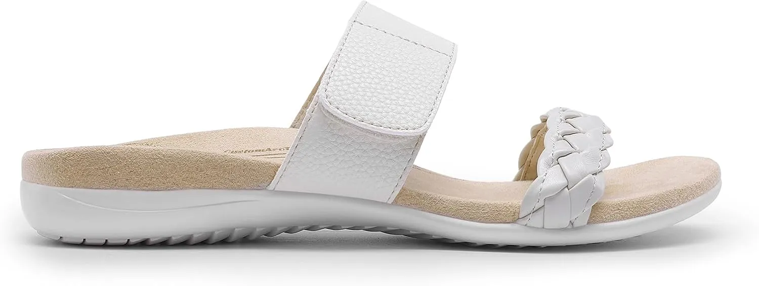 DREAM PAIRS Women's Arch Support Slides Flat Sandals Soft Cushion Slippers With Adjustable Straps