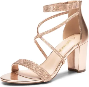DREAM PAIRS Women's Chunk Low Heel Pump Sandals