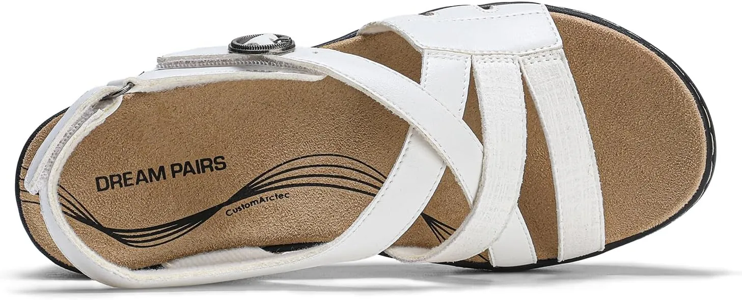 DREAM PAIRS Women's Comfortable Arch Support Wedge Sandals Open Toe Summer Walking Shoe