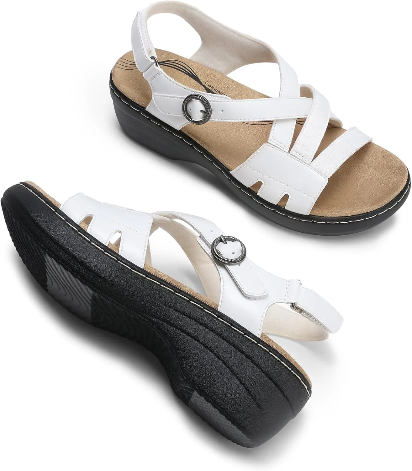 DREAM PAIRS Women's Comfortable Arch Support Wedge Sandals Open Toe Summer Walking Shoe