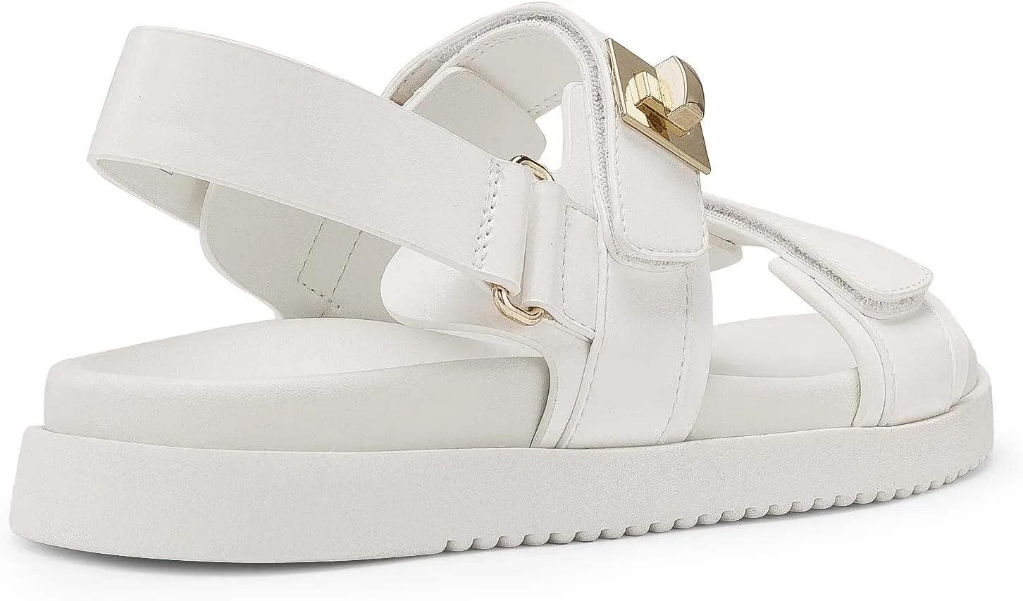 DREAM PAIRS Women's Comfortable Open Toe Flat Sandals Fashion One Band Summer Dessy Sandals