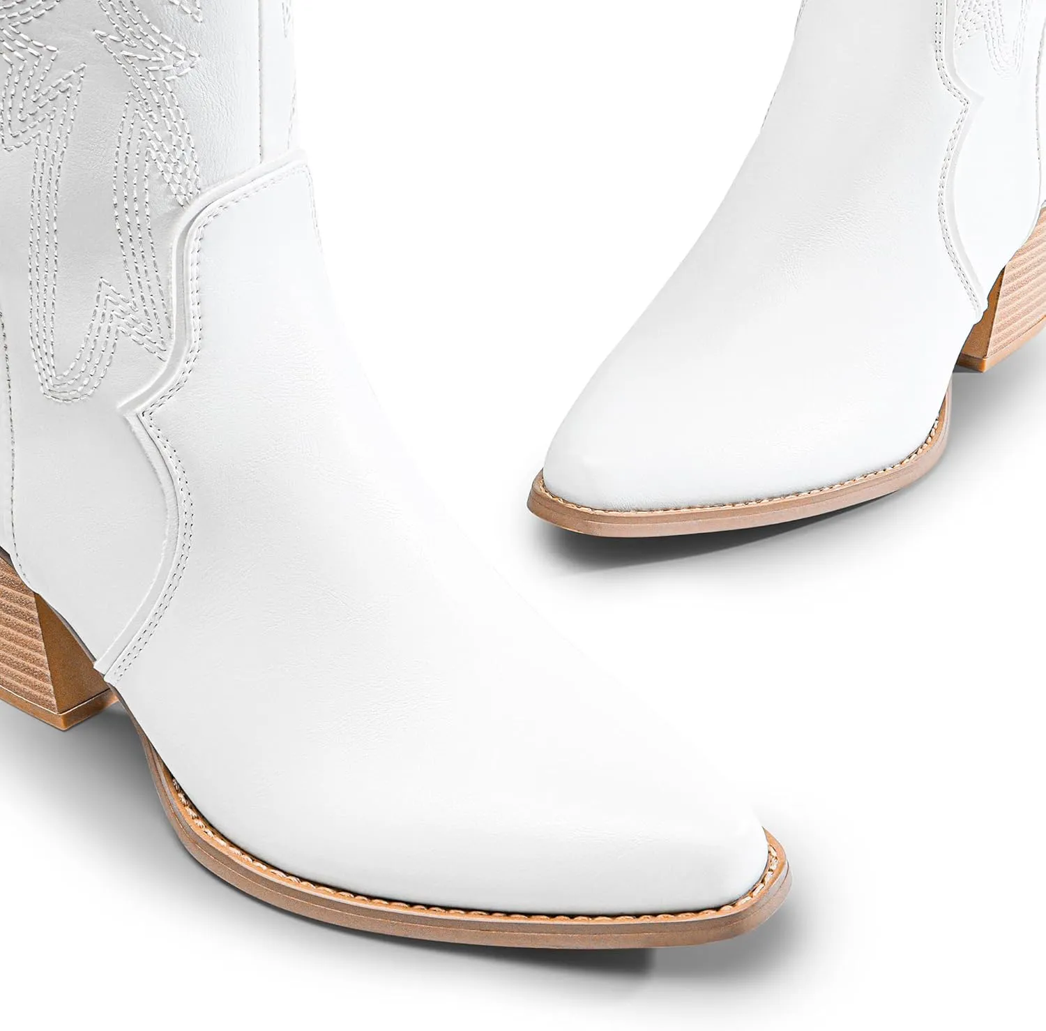 DREAM PAIRS Womens Cowboy Boots Wide Calf Comfortable Pull On Zipper Chunky Heel Pointed Toe Embroidered Western Cowgirl Knee High Boots Girls Ladies Retro Tall Boot