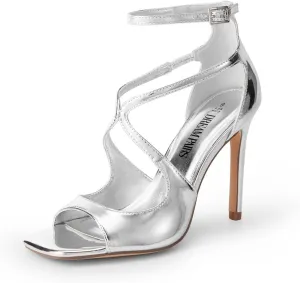 DREAM PAIRS Women's High Heels Sexy Cross Square Open Toe Strappy Dressy Sexy Stylish Stilettos Heels Sandals