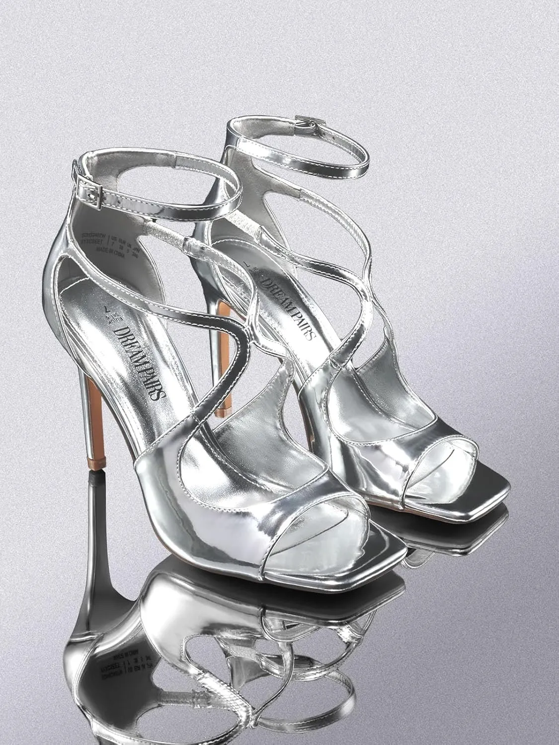DREAM PAIRS Women's High Heels Sexy Cross Square Open Toe Strappy Dressy Sexy Stylish Stilettos Heels Sandals