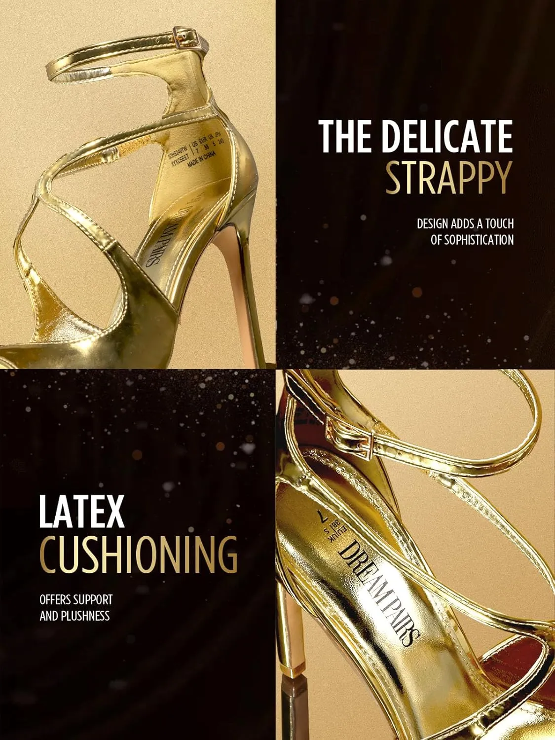 DREAM PAIRS Women's High Heels Sexy Cross Square Open Toe Strappy Dressy Sexy Stylish Stilettos Heels Sandals