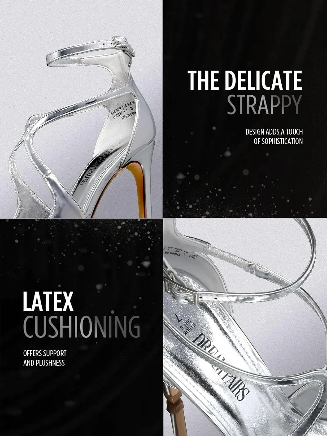 DREAM PAIRS Women's High Heels Sexy Cross Square Open Toe Strappy Dressy Sexy Stylish Stilettos Heels Sandals