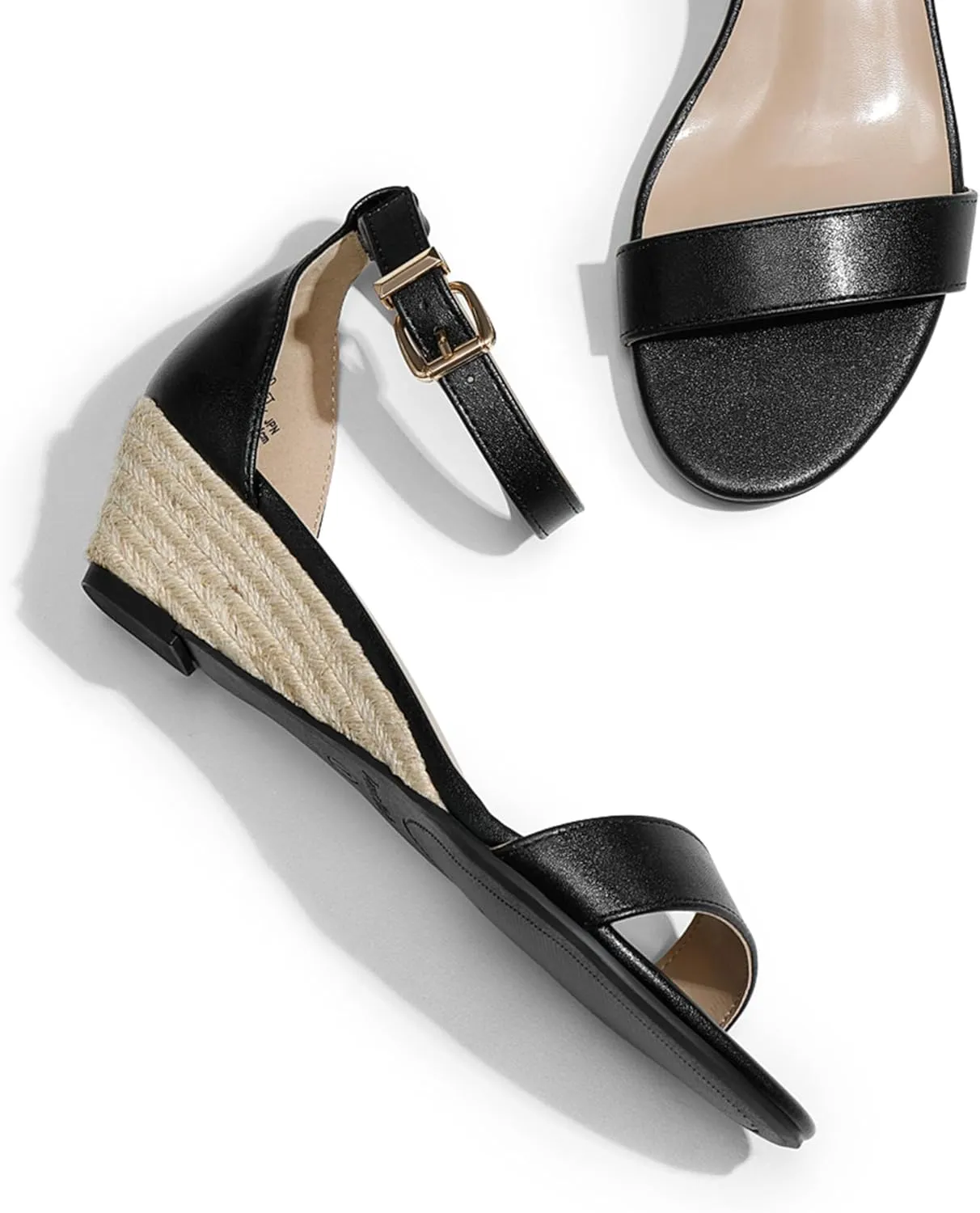 DREAM PAIRS Women's Ingrid Ankle Strap Low Wedge Sandal
