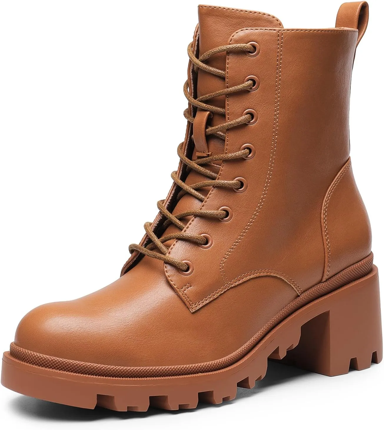 DREAM PAIRS Women's Lace Up Combat Ankle Boots Fashion Low Chunky Heel Lug Sole Fall Heeled Booties Shoes