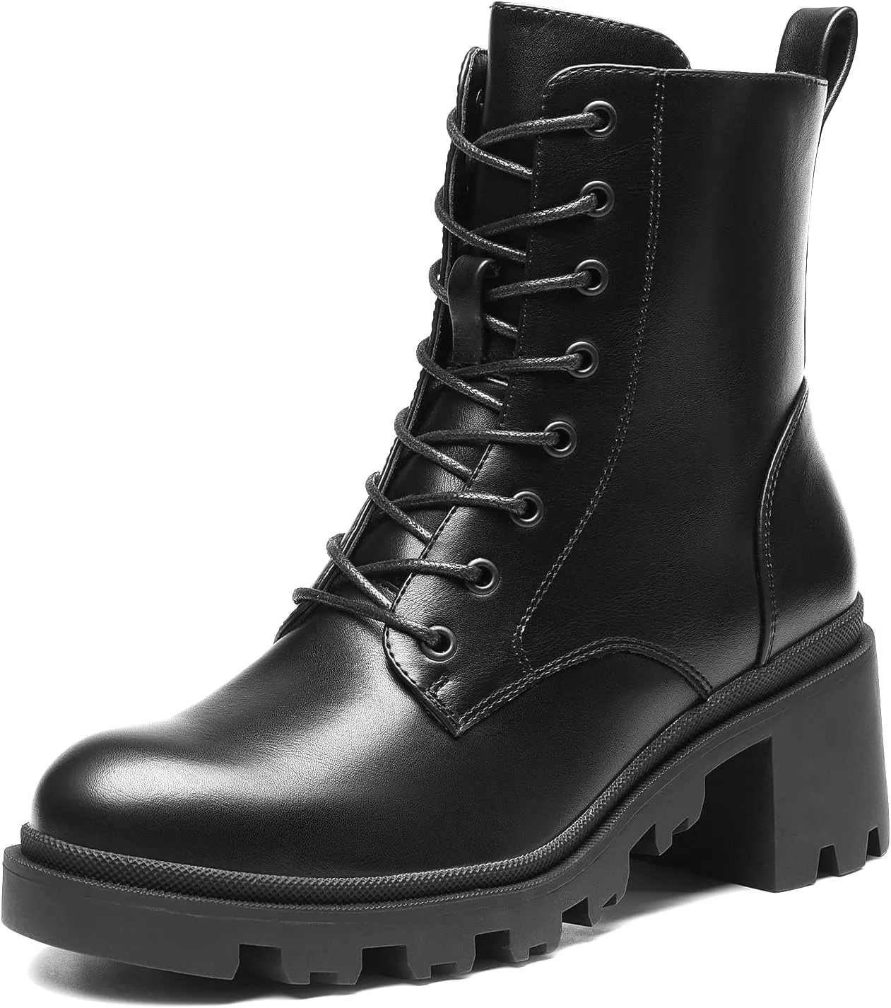 DREAM PAIRS Women's Lace Up Combat Ankle Boots Fashion Low Chunky Heel Lug Sole Fall Heeled Booties Shoes