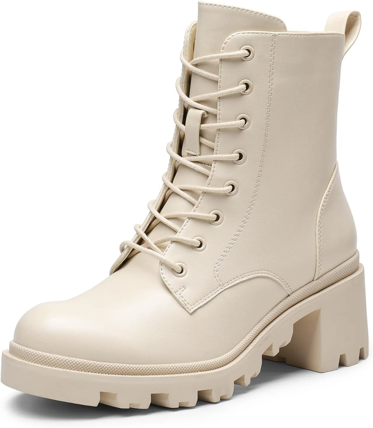 DREAM PAIRS Women's Lace Up Combat Ankle Boots Fashion Low Chunky Heel Lug Sole Fall Heeled Booties Shoes
