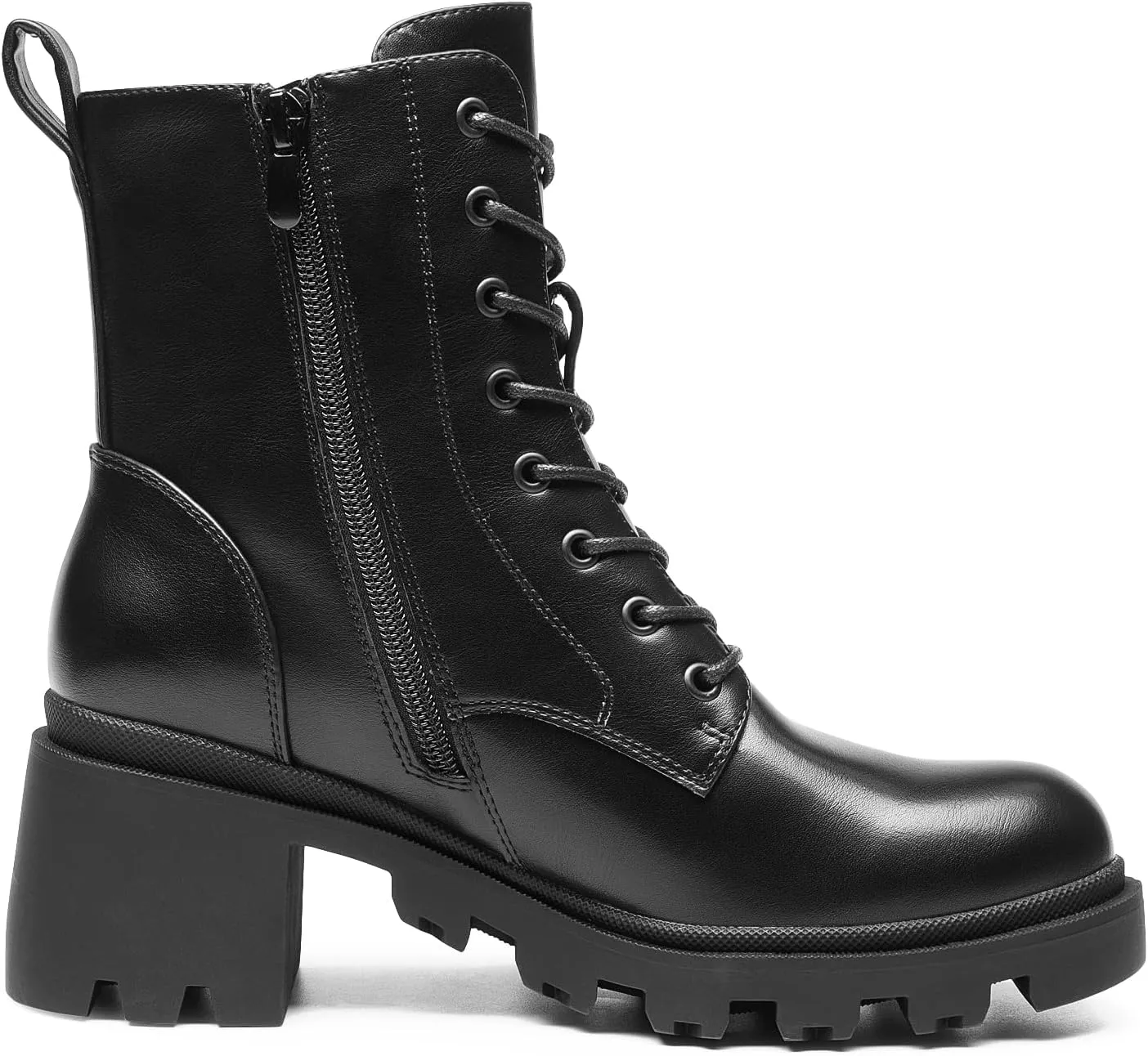 DREAM PAIRS Women's Lace Up Combat Ankle Boots Fashion Low Chunky Heel Lug Sole Fall Heeled Booties Shoes