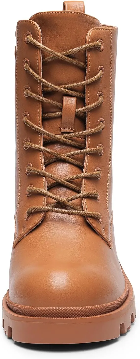 DREAM PAIRS Women's Lace Up Combat Ankle Boots Fashion Low Chunky Heel Lug Sole Fall Heeled Booties Shoes