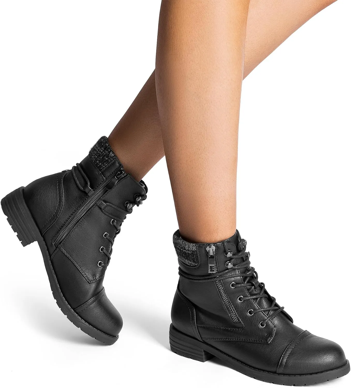 DREAM PAIRS Women's Lace Up Combat Boots Ankle Booties