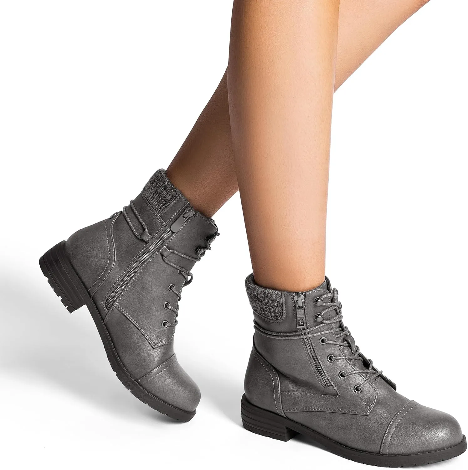 DREAM PAIRS Women's Lace Up Combat Boots Ankle Booties