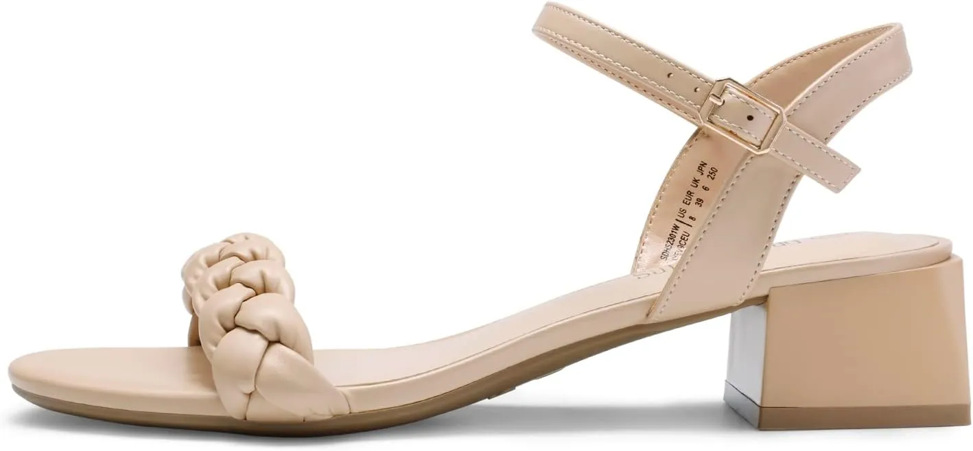 DREAM PAIRS Women's Low Heels for Women Braided Open Toe Ankle Strap Block Chunky Heel Sandals Holiday Party Wedding Dress Pumps Shoes