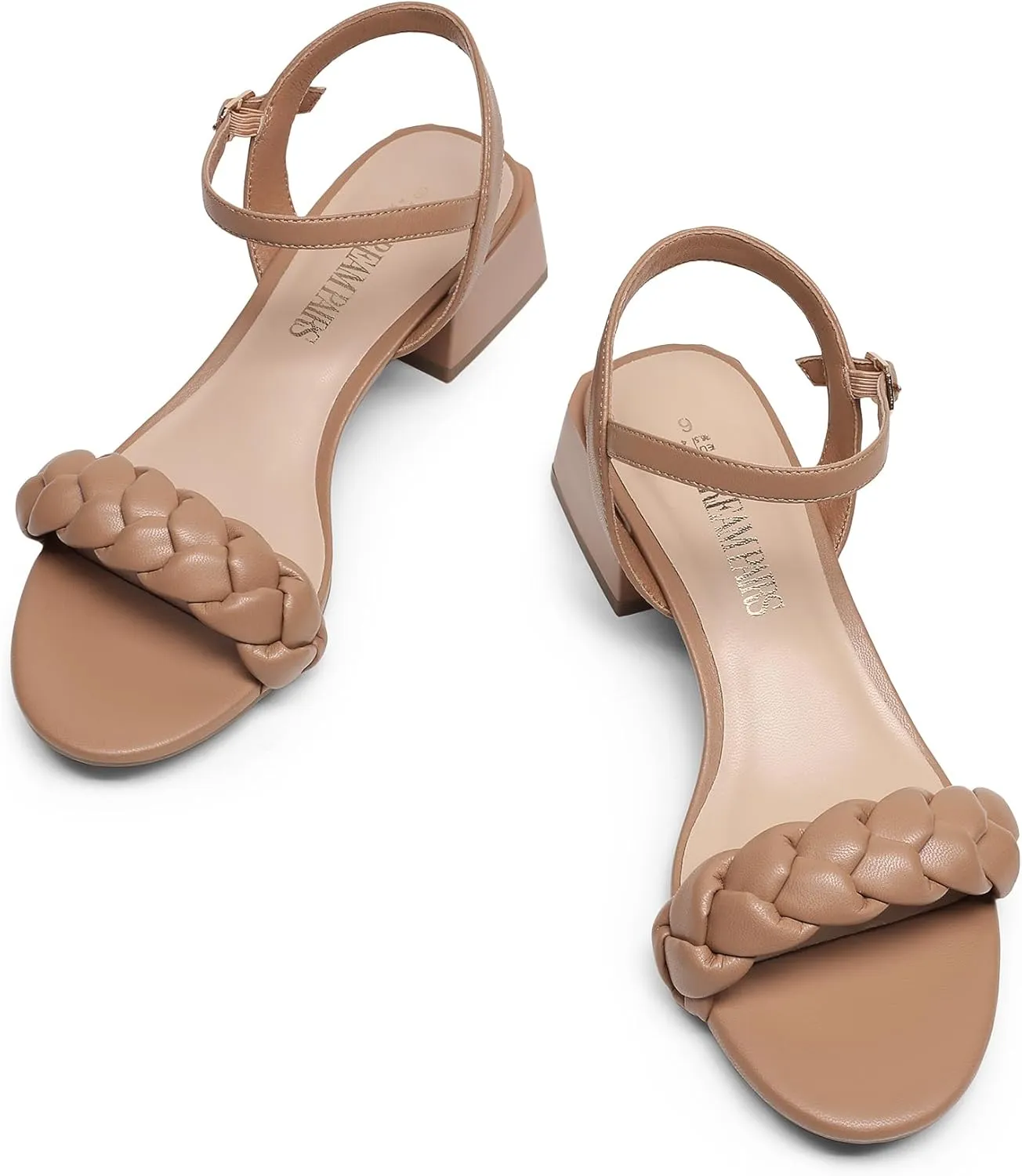 DREAM PAIRS Women's Low Heels for Women Braided Open Toe Ankle Strap Block Chunky Heel Sandals Holiday Party Wedding Dress Pumps Shoes