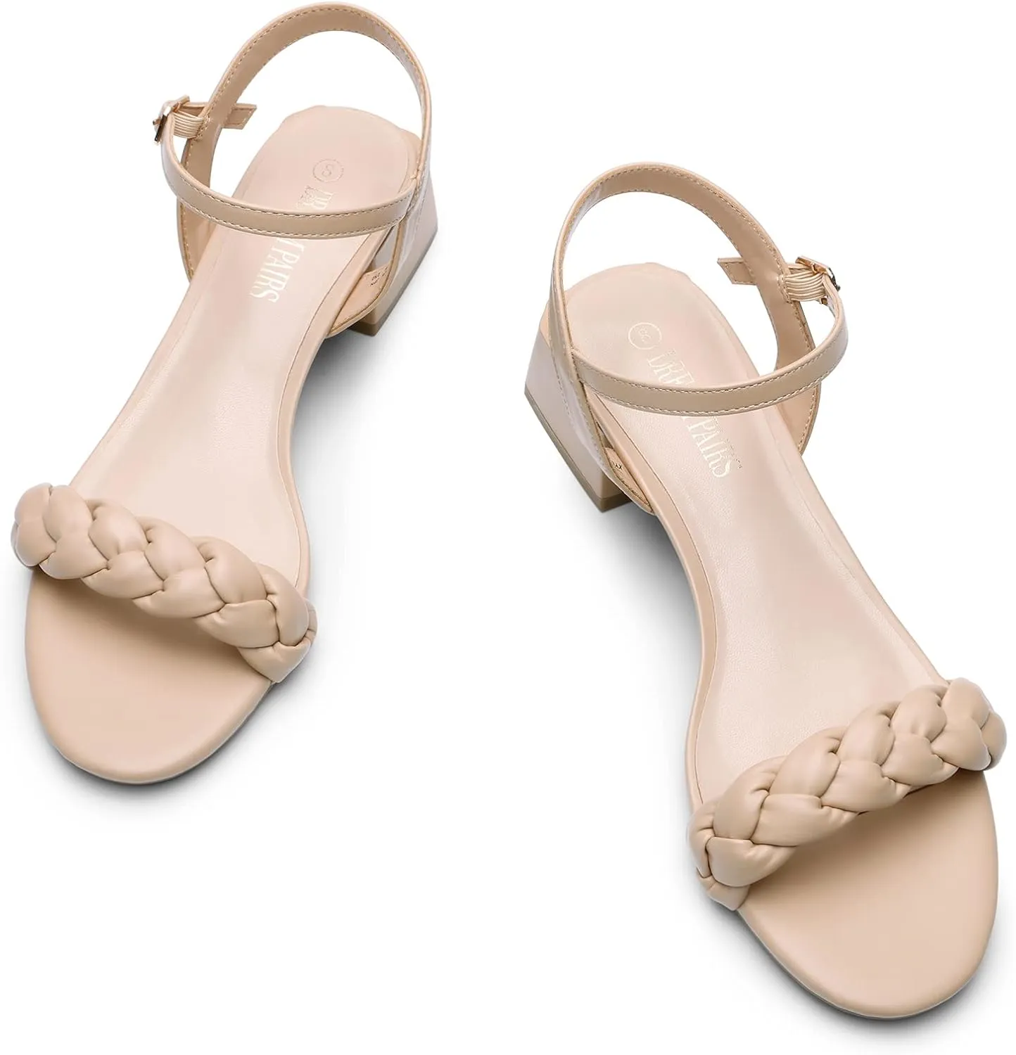 DREAM PAIRS Women's Low Heels for Women Braided Open Toe Ankle Strap Block Chunky Heel Sandals Holiday Party Wedding Dress Pumps Shoes