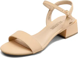 DREAM PAIRS Women's Low Heels for Women Classic Open Toe Ankle Strap Block Chunky Heel Sandals Holiday Party Wedding Dress Pumps Shoes