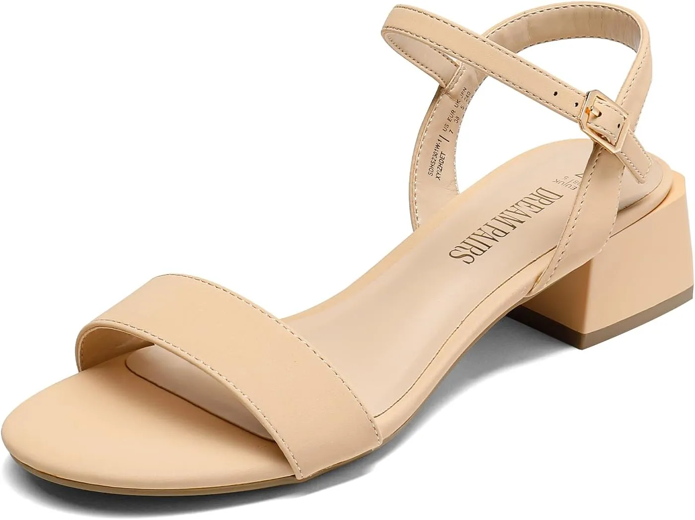 DREAM PAIRS Women's Low Heels for Women Classic Open Toe Ankle Strap Block Chunky Heel Sandals Holiday Party Wedding Dress Pumps Shoes