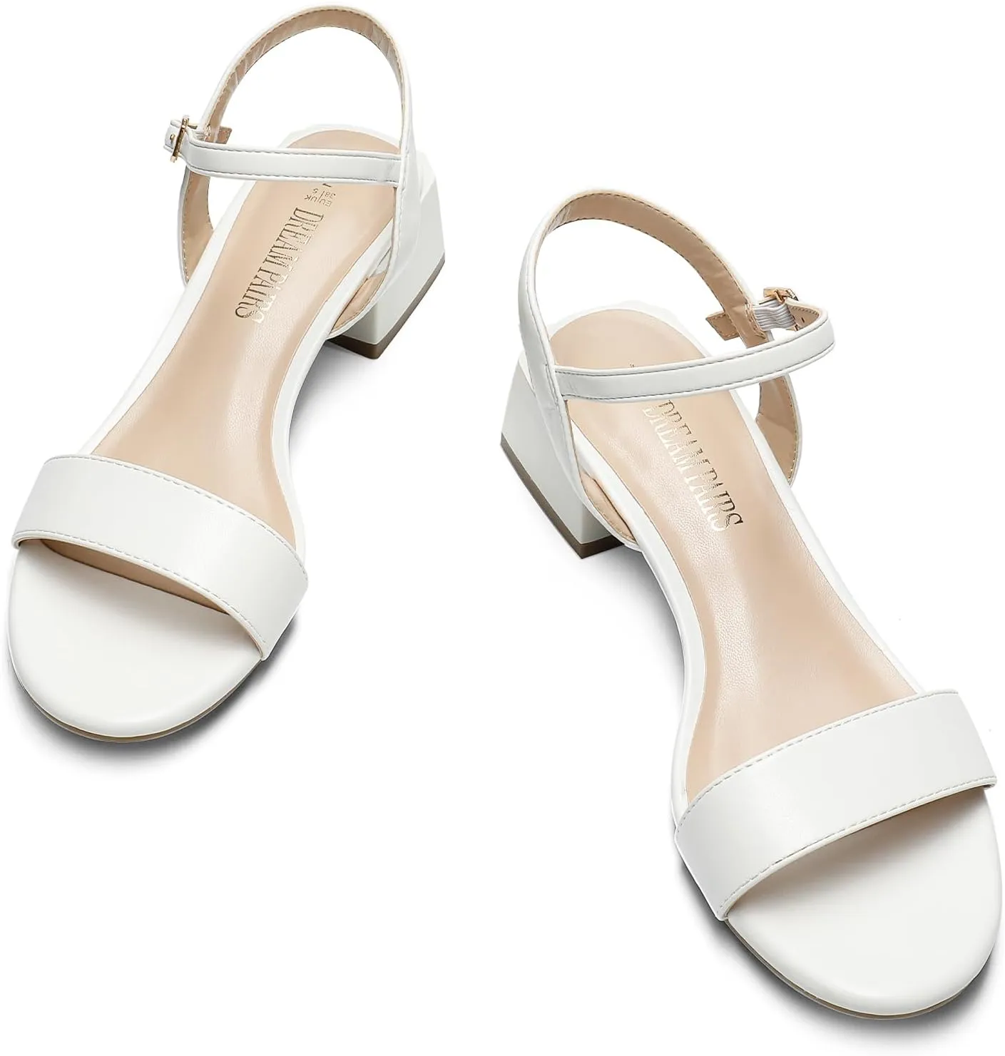 DREAM PAIRS Women's Low Heels for Women Classic Open Toe Ankle Strap Block Chunky Heel Sandals Holiday Party Wedding Dress Pumps Shoes