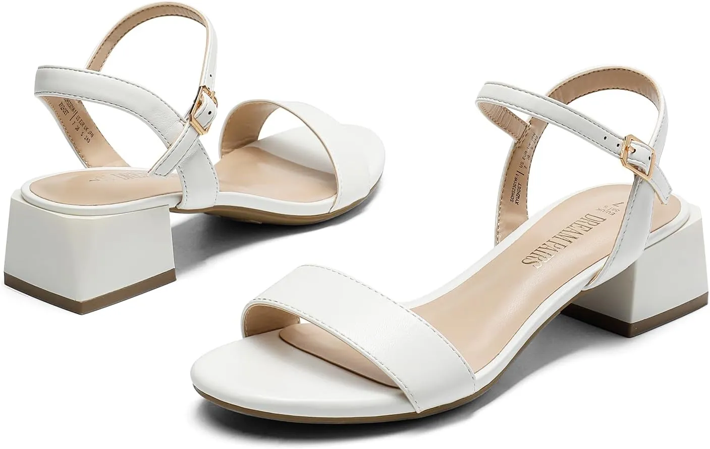DREAM PAIRS Women's Low Heels for Women Classic Open Toe Ankle Strap Block Chunky Heel Sandals Holiday Party Wedding Dress Pumps Shoes