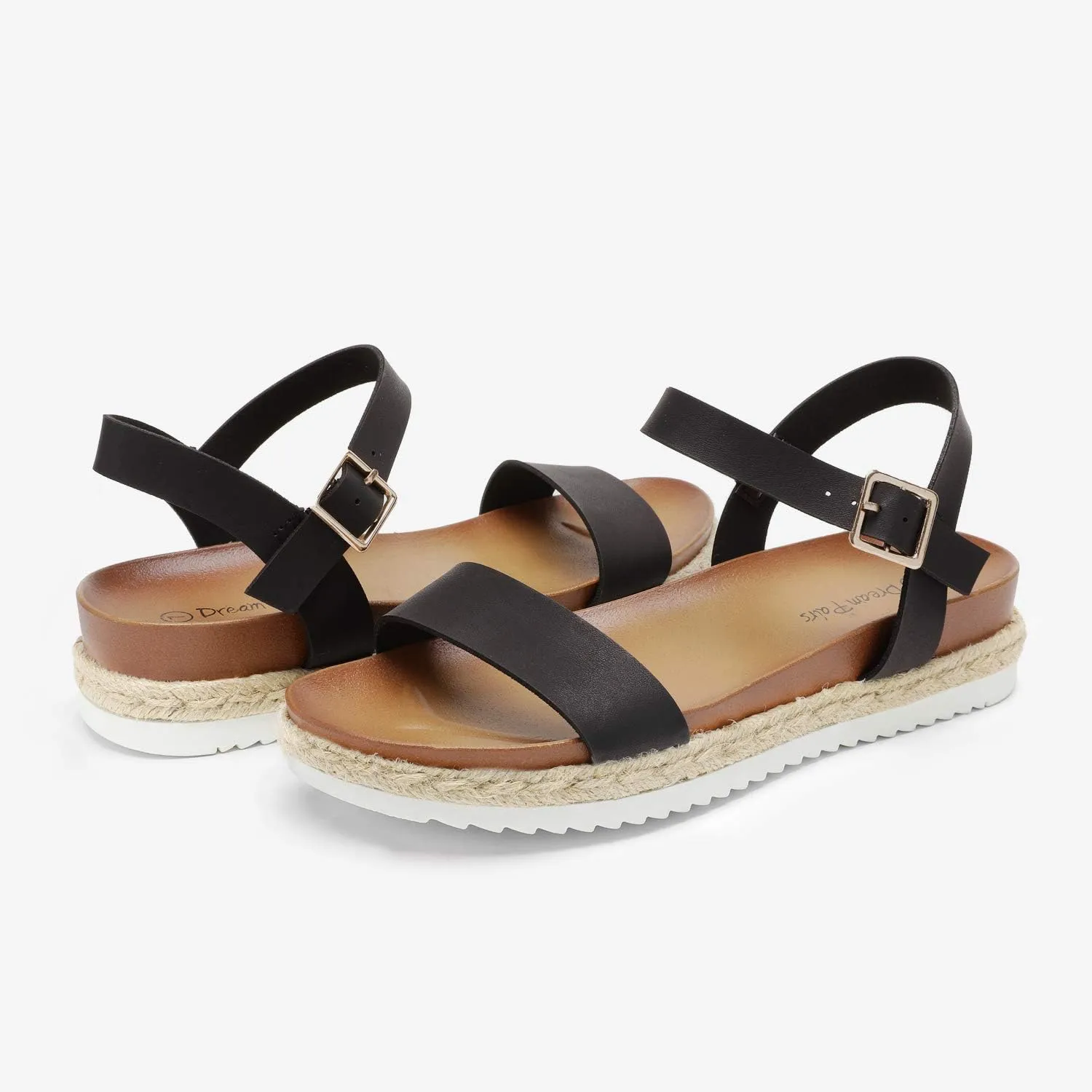 DREAM PAIRS Women’s Open Toe Ankle Strap Espadrille Casual Flatform Platform Wedge Sandals