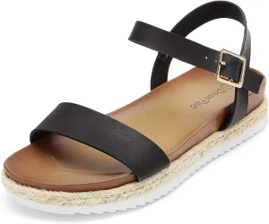 DREAM PAIRS Women’s Open Toe Ankle Strap Espadrille Casual Flatform Platform Wedge Sandals