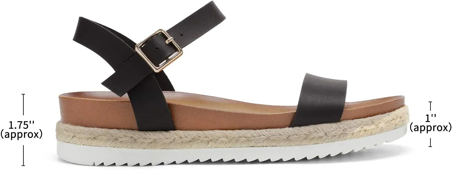 DREAM PAIRS Women’s Open Toe Ankle Strap Espadrille Casual Flatform Platform Wedge Sandals