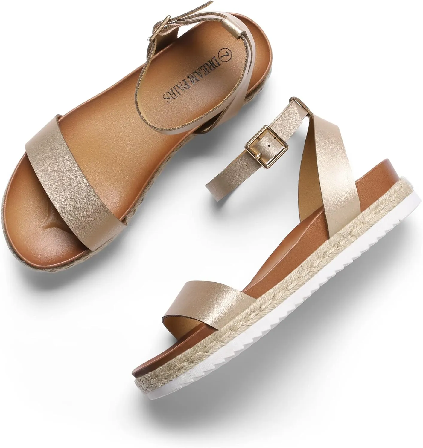 DREAM PAIRS Women's Open Toe Platform Espadrille Wedge Sandals Comfortable One Band Dressy Casual Sandals for Women