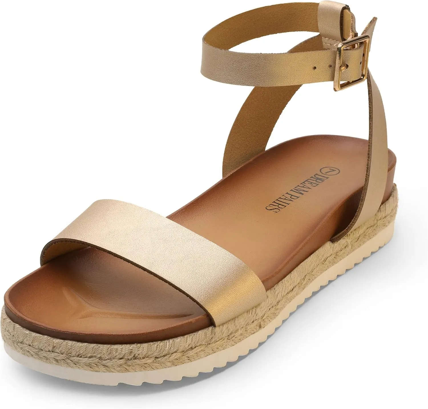 DREAM PAIRS Women's Open Toe Platform Espadrille Wedge Sandals Comfortable One Band Dressy Casual Sandals for Women