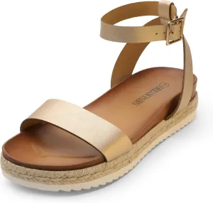 DREAM PAIRS Women's Open Toe Platform Espadrille Wedge Sandals Comfortable One Band Dressy Casual Sandals for Women