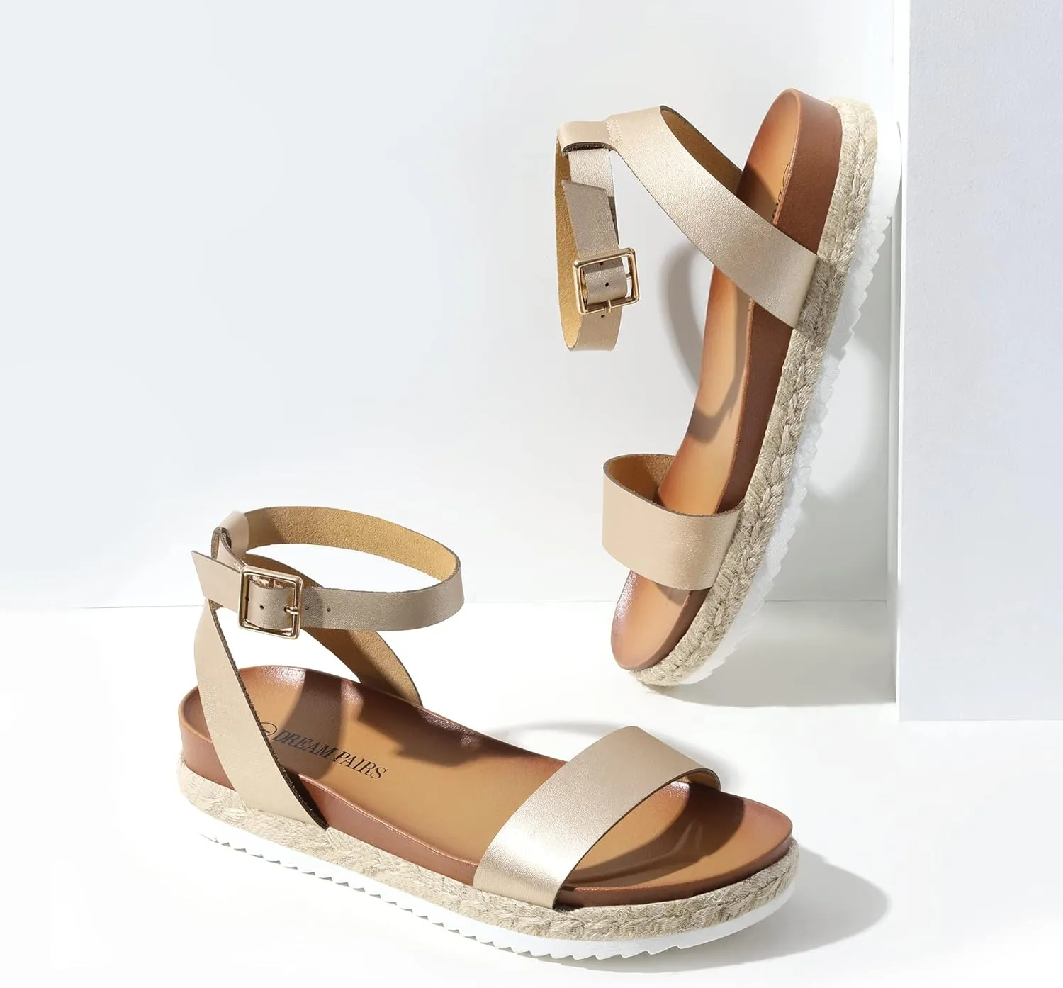 DREAM PAIRS Women's Open Toe Platform Espadrille Wedge Sandals Comfortable One Band Dressy Casual Sandals for Women