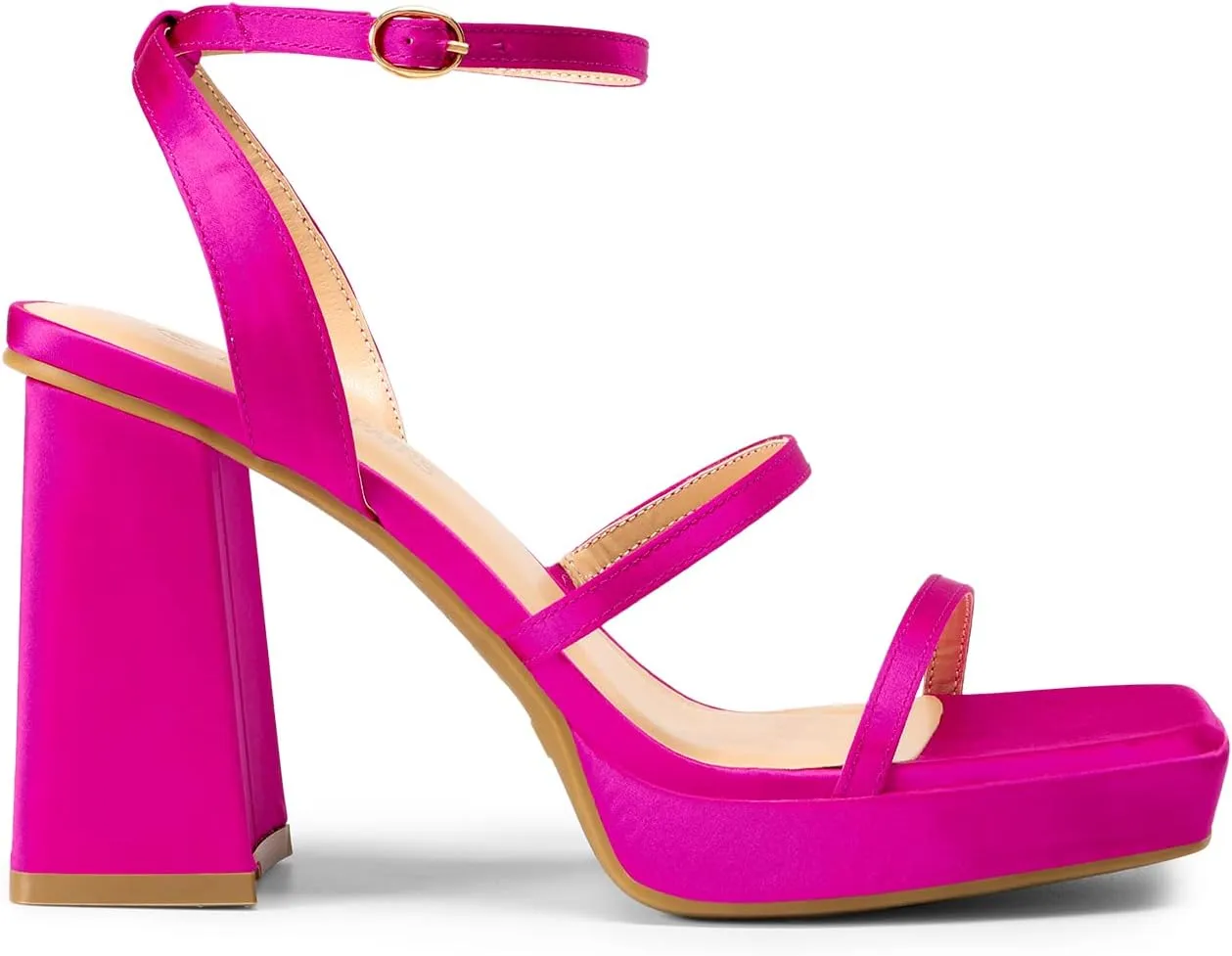 DREAM PAIRS Women's Platform Strappy Heels Open Toe Ankle Strap Square Party Sandals Y2K Dress Shoes