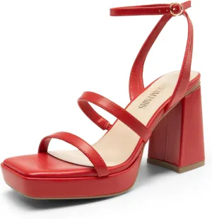 DREAM PAIRS Women's Platform Strappy Heels Open Toe Ankle Strap Square Party Sandals Y2K Dress Shoes