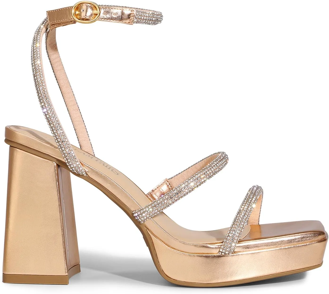 DREAM PAIRS Women's Platform Strappy Heels Open Toe Ankle Strap Square Party Sandals Y2K Dress Shoes