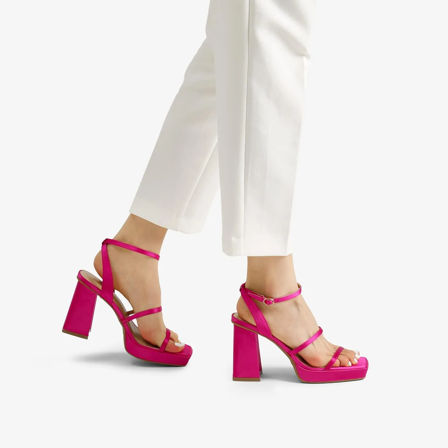 DREAM PAIRS Women's Platform Strappy Heels Open Toe Ankle Strap Square Party Sandals Y2K Dress Shoes