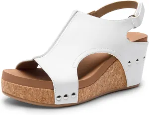 DREAM PAIRS Women's Platform Wedge Sandals, Comfortable Open-Toe Cork Casual & Dressy Summer Shoes