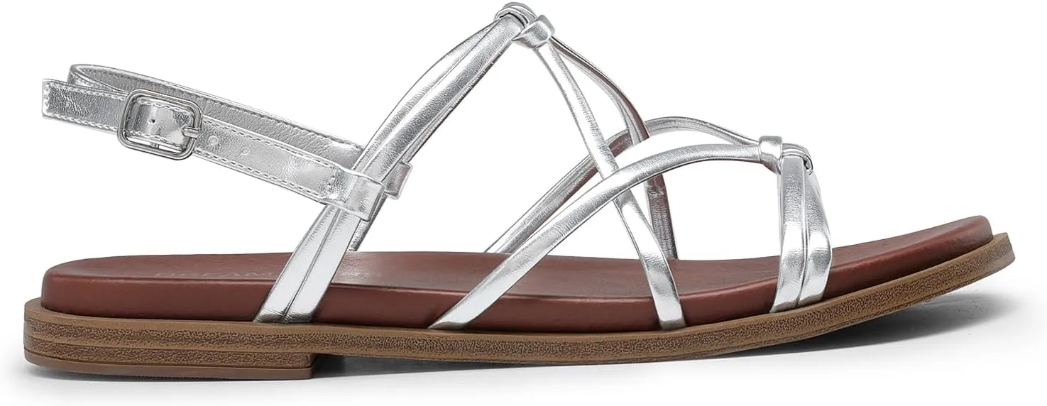 DREAM PAIRS Women's Sandals Cross Strappy Gladiator Dress Flat Sandals Daily Casual Comfortable Summer Shoes