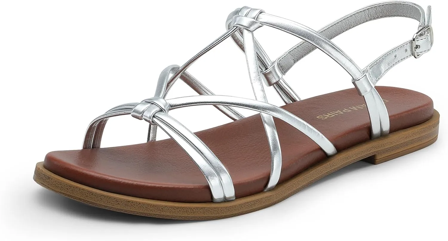 DREAM PAIRS Women's Sandals Cross Strappy Gladiator Dress Flat Sandals Daily Casual Comfortable Summer Shoes