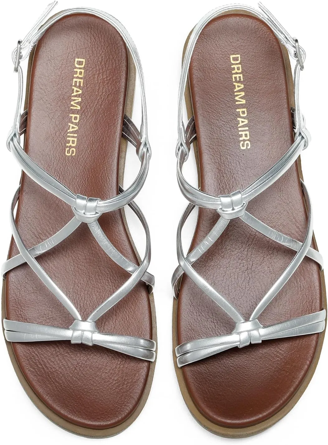 DREAM PAIRS Women's Sandals Cross Strappy Gladiator Dress Flat Sandals Daily Casual Comfortable Summer Shoes