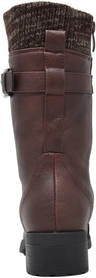 DREAM PAIRS Women's Winter Lace up Mid Calf Combat Riding Military Boots