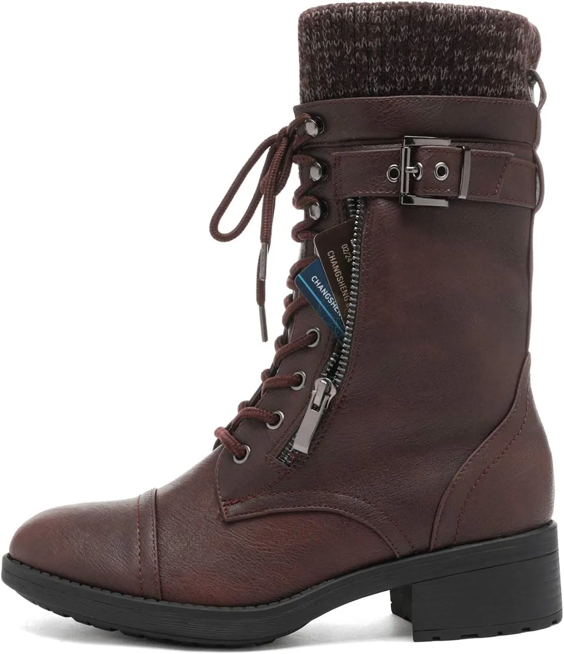 DREAM PAIRS Women's Winter Lace up Mid Calf Combat Riding Military Boots